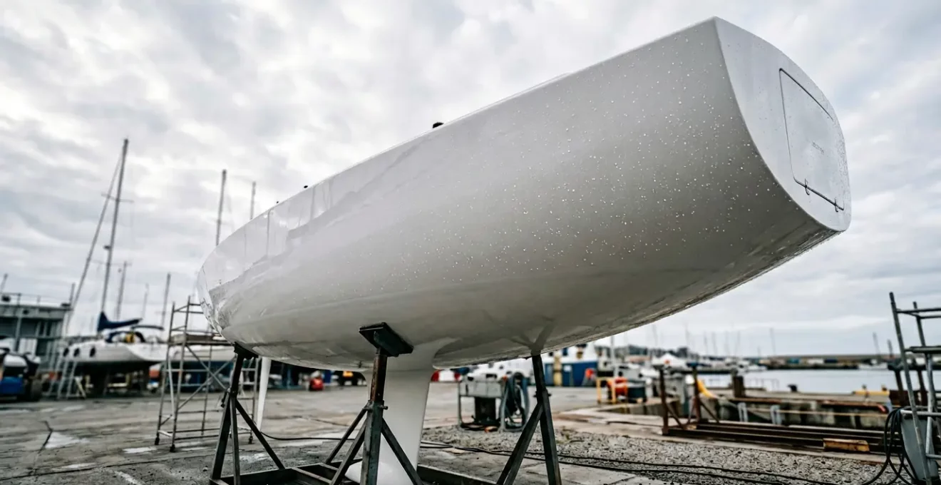 Carène de voilier propre après nettoyage professionnel avec eau claire