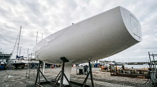 Carène de voilier propre après nettoyage professionnel avec eau claire